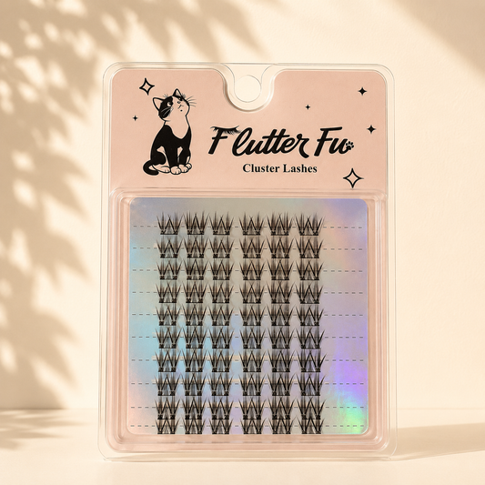 Milk Whiskers Customized Clusters customized cluster lashes product packaging by Flutter Fu