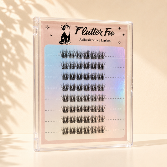 Velvet Paws Adhesive-free Clusters adhesive-free cluster lashes product packaging by Flutter Fu