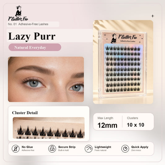 Lazy Purr Adhesive-free Clusters adhesive-free cluster lashes product details and length information by Flutter Fu