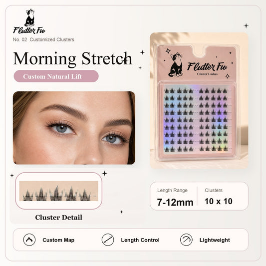 Morning Stretch Customized Clusters customized cluster lashes product details and length information by Flutter Fu