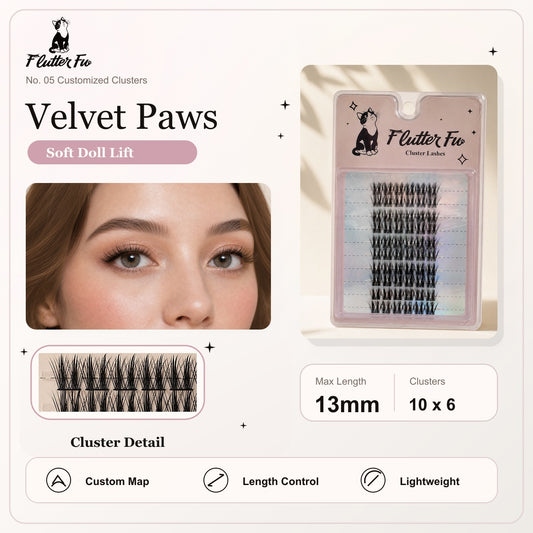 Velvet Paws Customized Clusters customized cluster lashes product details and length information by Flutter Fu