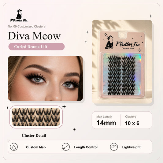 Diva Meow Customized Clusters customized cluster lashes product details and length information by Flutter Fu