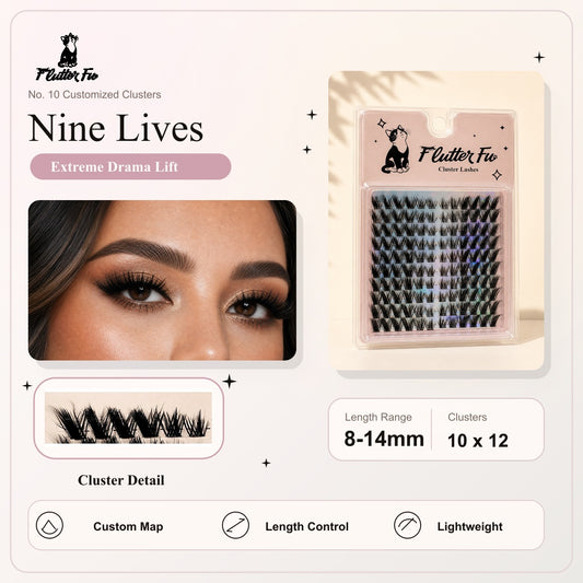 Nine Lives Customized Clusters customized cluster lashes product details and length information by Flutter Fu