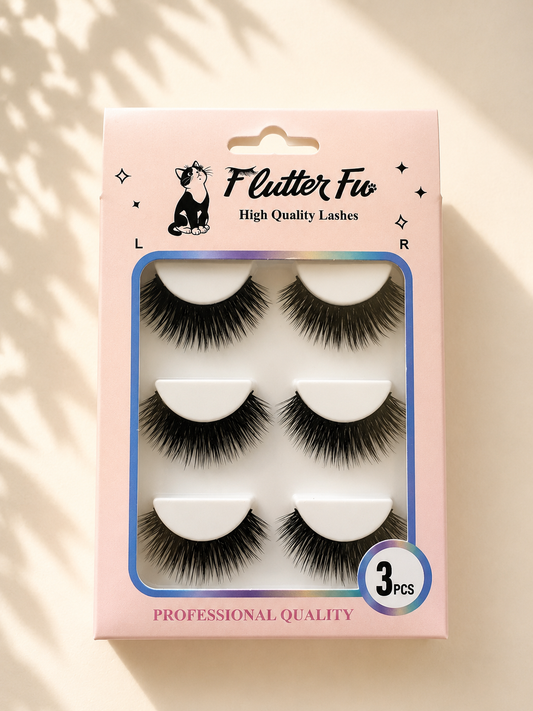 Chaos Mode strip lashes product packaging by Flutter Fu