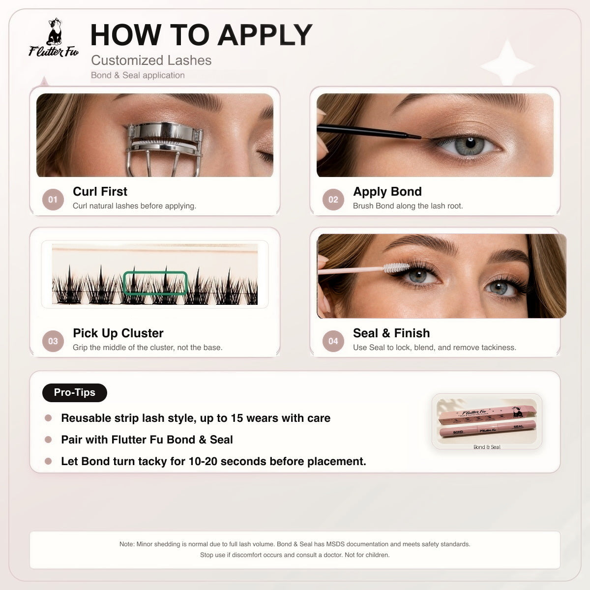 How to apply Flutter Fu customized cluster lashes with Bond & Seal