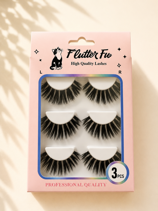 Midnight Mischief strip lashes product packaging by Flutter Fu