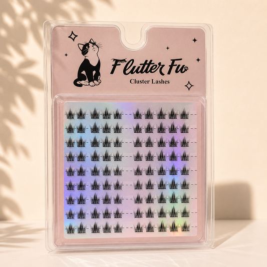 Morning Stretch Customized Clusters customized cluster lashes product packaging by Flutter Fu