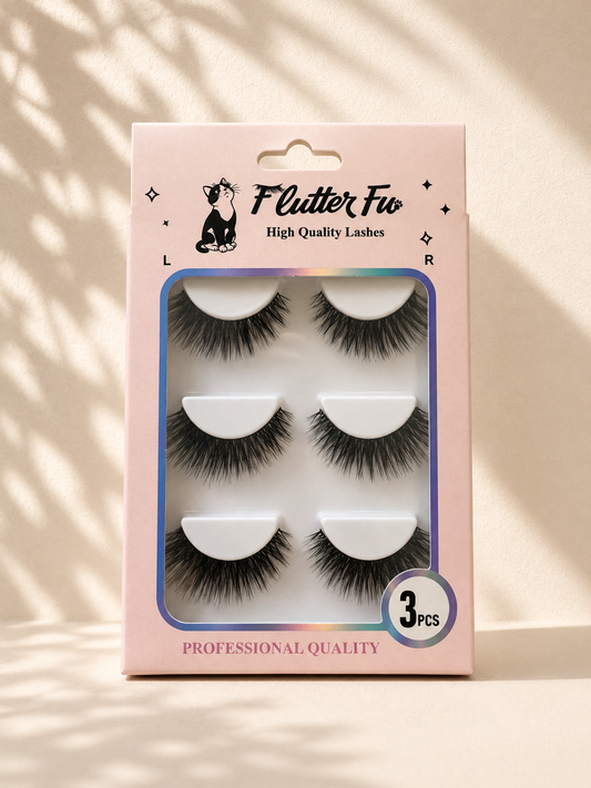 Purr Session strip lashes product packaging by Flutter Fu