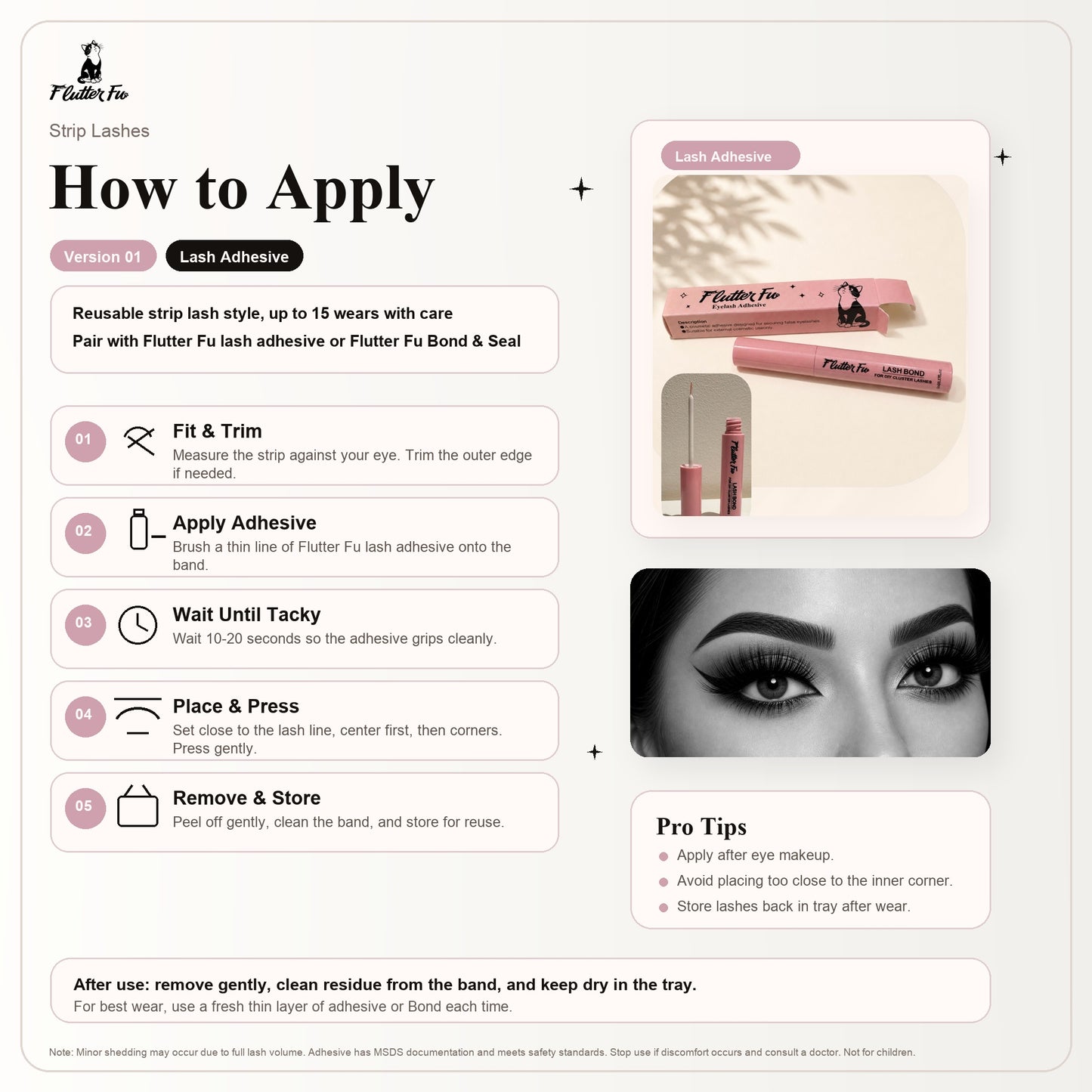 How to apply Flutter Fu strip lashes with lash adhesive